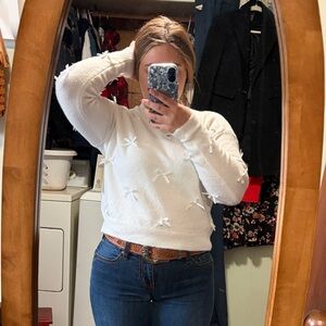 No Boundaries White Bow Sweater